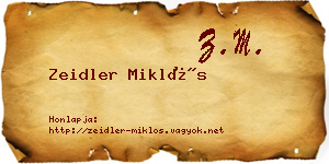 Zeidler Miklós névjegykártya